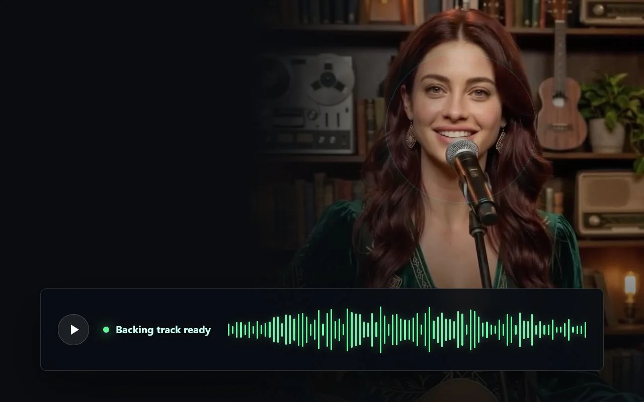 Singer performing with a ready karaoke backing track